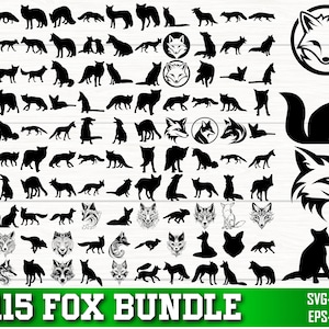 Fox SVG Bundle, Fox PNG Bundle, Fox Clipart, Fox svg, Fox Silhouette, Fox SVG Cut Files pour Cricut, Fox Head Svg, Animal Svg, Cute Fox Svg