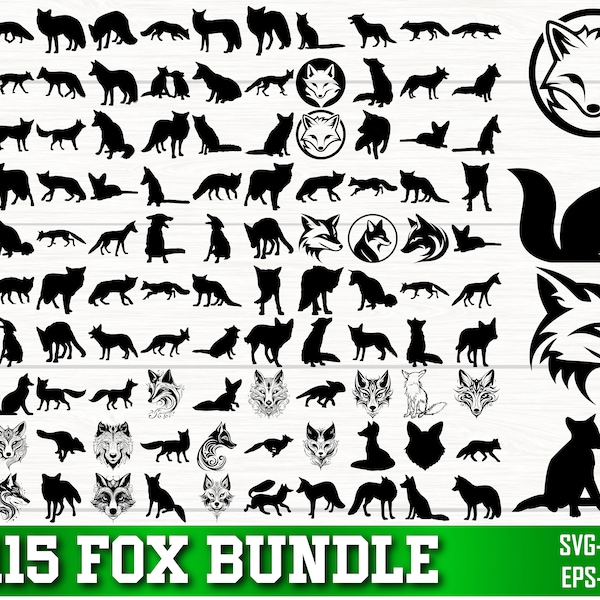 Fox SVG Bundle, Fox PNG Bundle, Fox Clipart, Fox svg, Fox Silhouette, Fox SVG Cut Files for Cricut, Fox Head Svg, Animal Svg, Cute Fox Svg