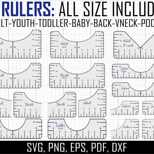 Tshirt Ruler svg Bundle, Tshirt Alignment Tool svg, Centering Tool Template, Vinyl Placement Guide, Embroidery Logo Placement guides Svg Dxf