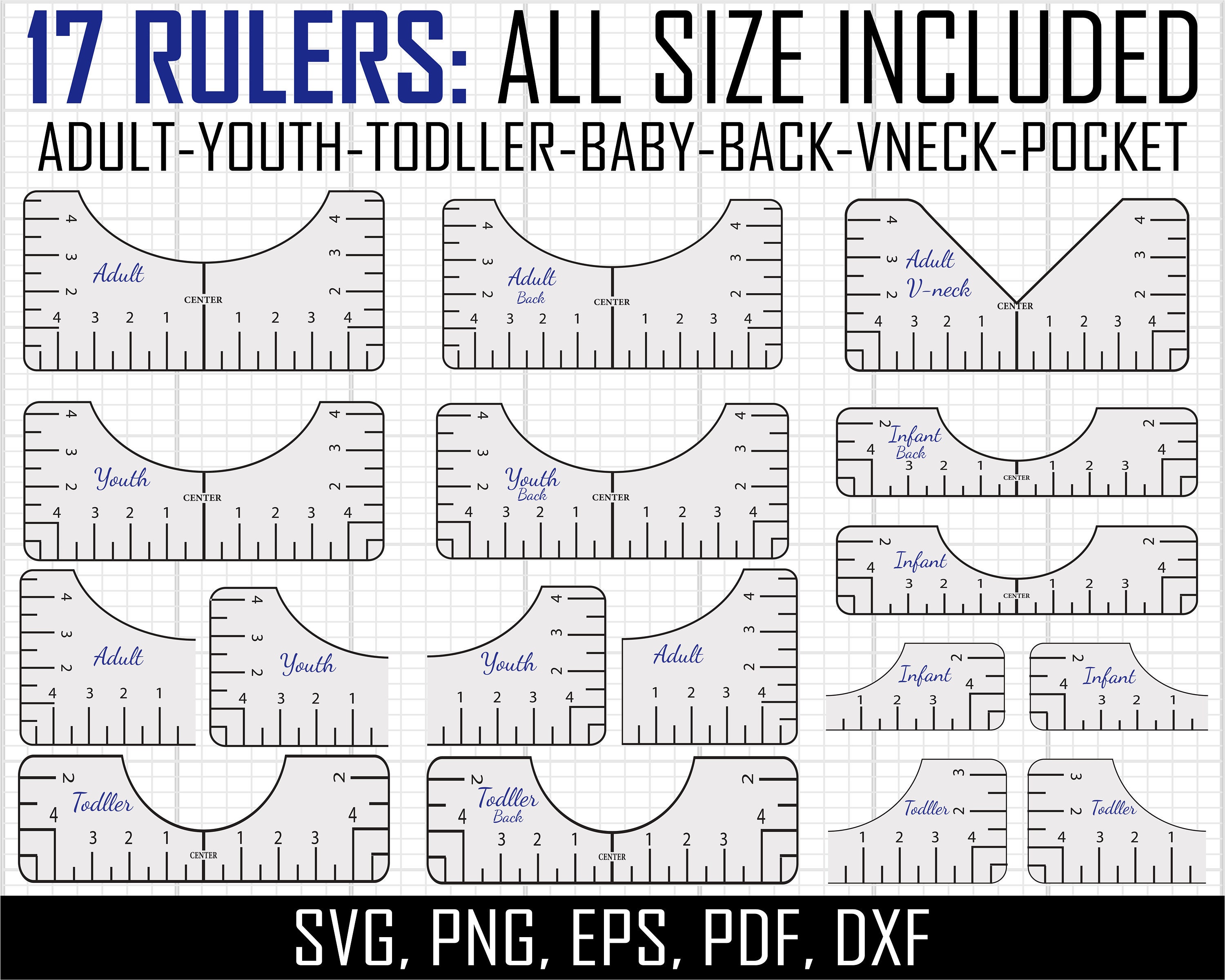 Tshirt Ruler svg Bundle, Tshirt Alignment Tool svg, Centering Tool Template, Vinyl Placement Guide, Embroidery Logo Placement guides Svg Dxf
