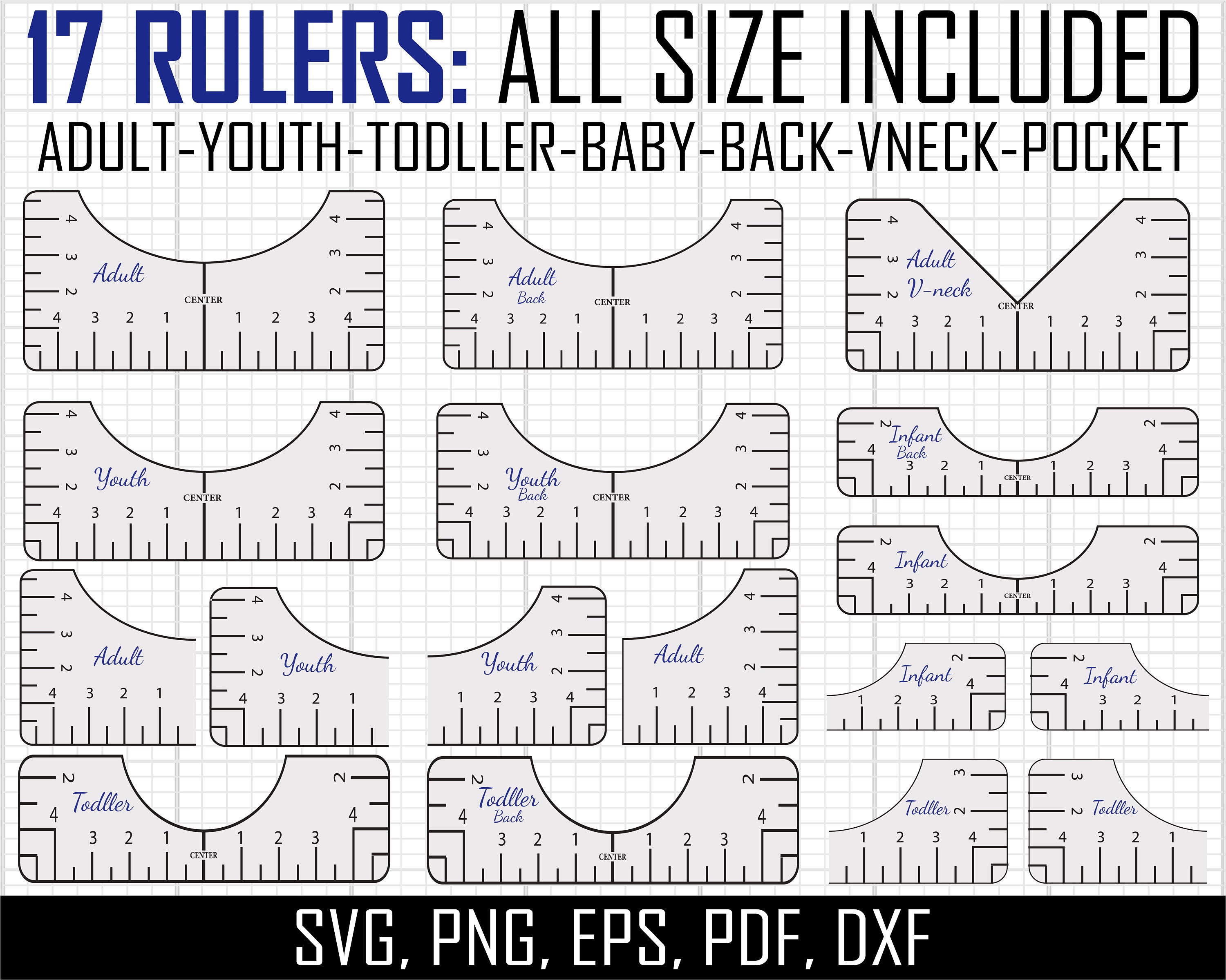 Tshirt Ruler SVG Bundle, T-shirt Alignment Tool DXF, Shirt Placement G By  Dynamic Dimensions