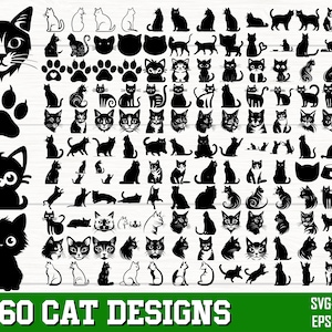 Cat SVG Bundle, Cat PNG Bundle, Cat Clipart, Kitten svg, Cat Silhouette, Cat SVG Cut Files for Cricut, Cat Head Svg, Animal Svg, Cute Cat
