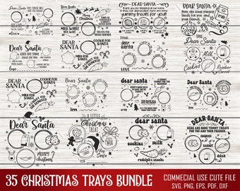 Dear Santa Tray Svg Bundle, Santa Tray SVG, Christmas Tray svg, Santa Plate svg , Cookies for santa, Santa Tray svg round board laser file