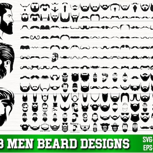 Bart SVG Bundle, Bart PNG Bundle, Bart Clipart, Bart Silhouette, Bart SVG geschnitten Dateien für Cricut, Schnurrbart SVG Bundle, Schädel Gesicht SVG,