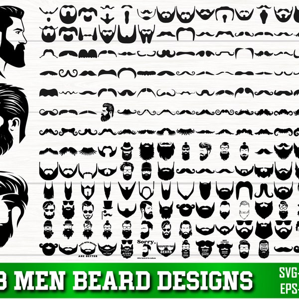 Beard SVG Bundle, Beard PNG Bundle, Beard Clipart, Beard Silhouette, Beard SVG Cut Files for Cricut, Mustache Svg Bundle, Skull Face Svg,