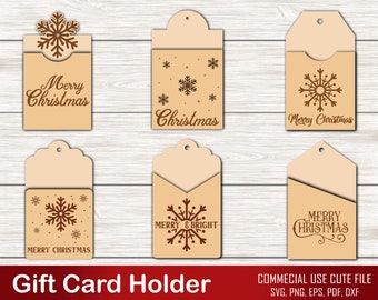 Gift Card Holder SVG, Ornament Holder SVG Bundle, Gift Box svg, Gift Card Holder Svg, Christmas Glowforge Gift Holder Svg, Laser Cut Svg