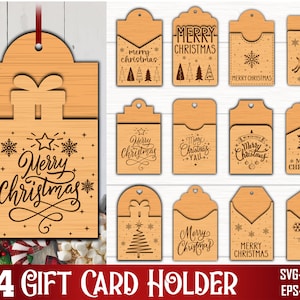 14 Porta carte regalo SVG, Confezione regalo Svg, Porta carte regalo Svg, Porta ornamenti SVG, Porta regali Christmas Glowforge Svg, Taglio laser Svg, Cricut