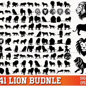 Lion SVG Bundle, Lion PNG Bundle, Lion Clipart, Lion Silhouette, Lion Head Svg, Lion King svg, Lion face svg, Lion SVG Cut Files for Cricut