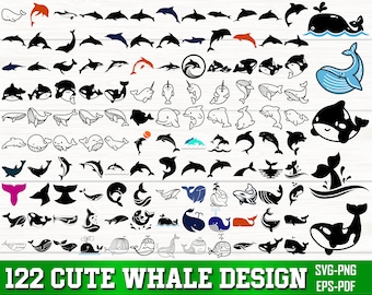Paquete de ballenas svg, imágenes prediseñadas de ballenas, silueta de ballenas, archivos de corte de ballenas svg para cricut, ballenas bebé svg, ballenas orcas svg, ballenas jorobadas svg