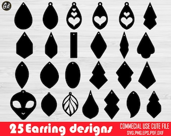 Earring SVG, Earring Bundle Svg, Leather Earring Svg, Teardrop Earrings SVG, Leaf Earrings SVG, Earring Template, Silhouette Cut Files