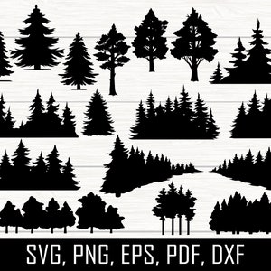 Foresta Bundle SVG, Foresta in formato svg, Alberi in formato svg, Pino in formato svg, Montagna in formato svg, Albero Silhouette in formato svg, Forma della foresta in formato svg, Outdoor in formato svg, Foresta Silhouette
