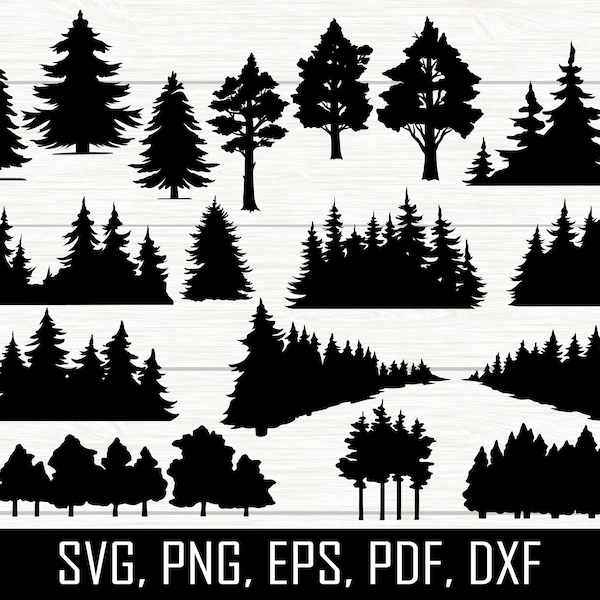 Forest Bundle SVG, Forest svg, Trees svg, Pine Tree svg, Mountain svg, Tree Silhouette svg, Forest Shape svg, Outdoor svg, Forest Silhouette