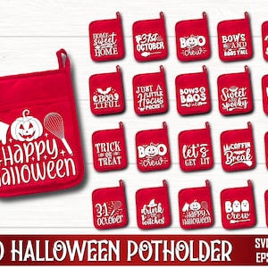 Halloween Pot Holder Svg Bundle, Halloween Svg, Potholder svg, Oven Mitt SVG, Kitchen SVG, Baking Svg, Funny Kitchen Quotes, Cut File Cricut