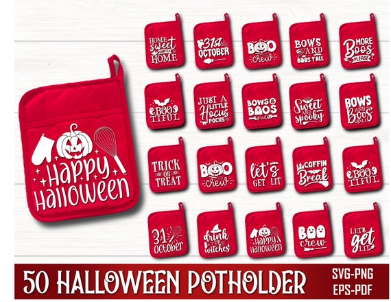 Halloween Pot Holder Svg Bundle, Halloween Svg, Potholder svg, Oven Mitt SVG, Kitchen SVG, Baking Svg, Funny Kitchen Quotes, Cut File Cricut
