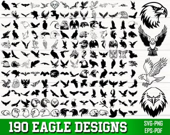 ワシ SVG バンドル、ワシ PNG バンドル、ワシ クリップアート、ワシ SVG、ワシ シルエット、Cricut 用ワシ SVG カット ファイル、ワシ ヘッド SVG、動物 SVG