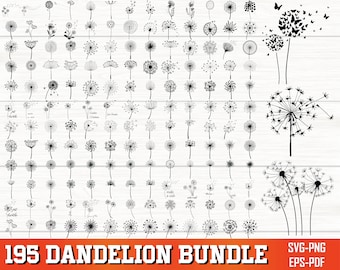 Dandelion SVG Bundle, Dandelion PNG Bundle, Dandelion Clipart, Wild Flower Svg, Dandelion SVG Cut Files for Cricut, Dandelion Silhouette