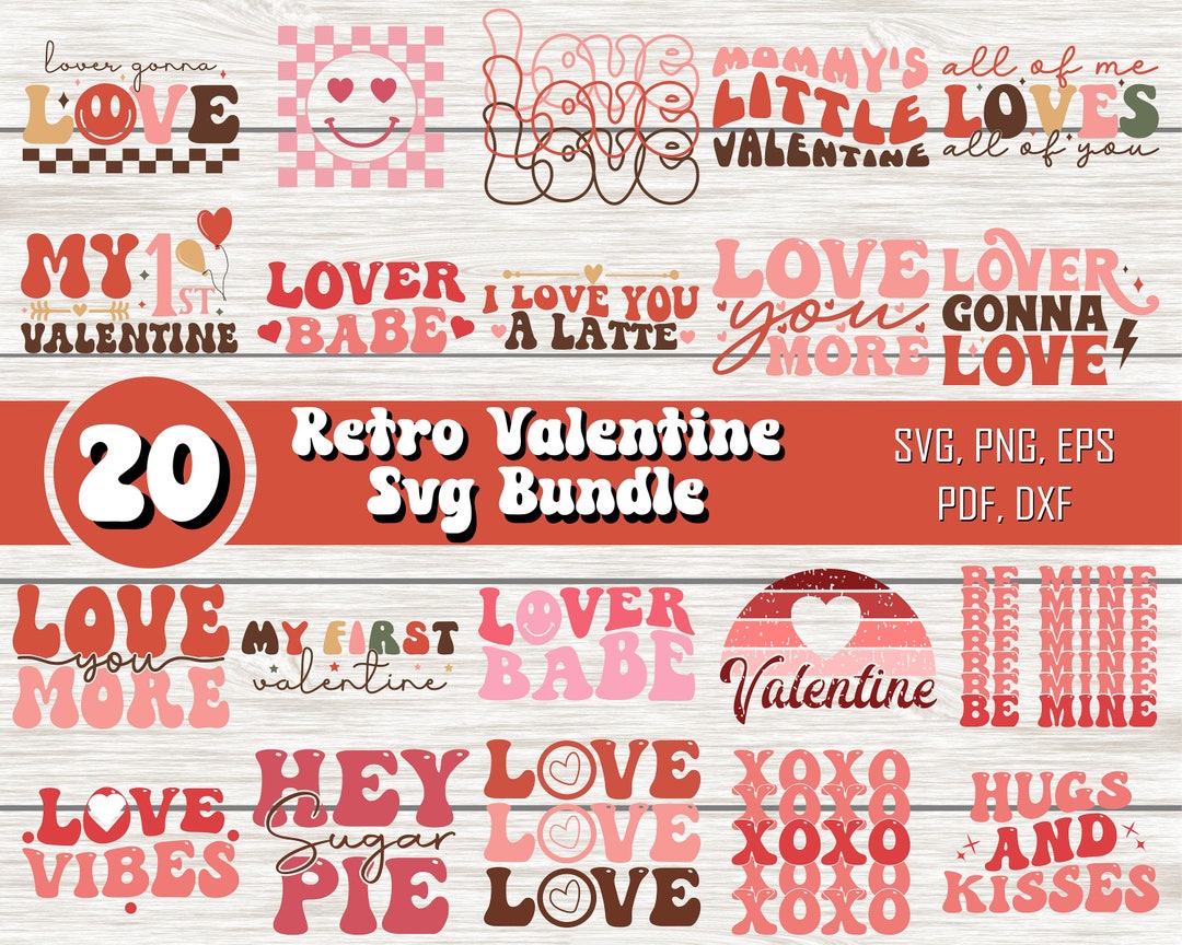 Valentines SVG PNG Bundle VOL4, Retro Valentines Svg, Valentines Day ...