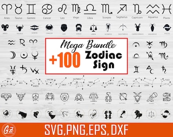 Zodiac Signs SVG, Horoscope Bundle Svg, Zodiac Bundle Svg, Astrological Bundle Svg, Astrology Signs svg, Birth Sign png, Commercial Use Svg