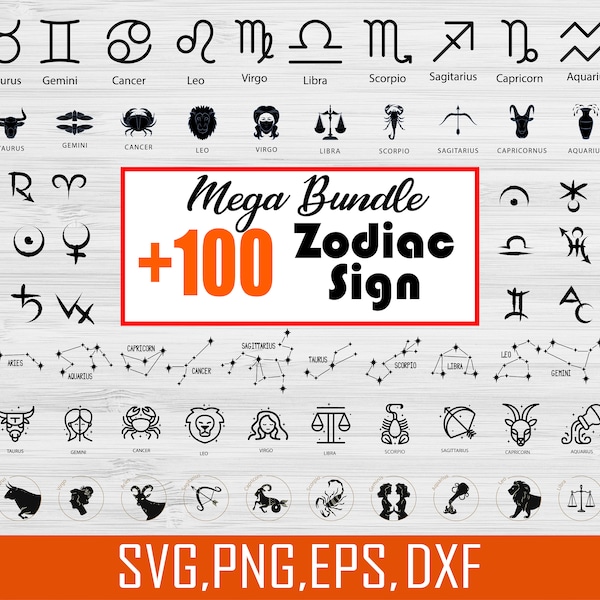 Zodiac Signs SVG, Horoscope Bundle Svg, Zodiac Bundle Svg, Astrological Bundle Svg, Astrology Signs svg, Birth Sign png, Commercial Use Svg