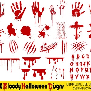 Blood Drips svg, Blood png, Bloody Font svg, Claw svg, Blood splatter svg, Bloody Hand svg, Bloody Claw Marks png, Halloween svg Bundel, Eps