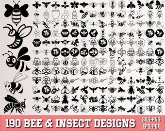 Bee SVG-bundel, Bee PNG-bundel, Bee Clipart, Bee silhouet, honingraat Svg, Bee Svg, Bug Svg, Insect Svg, Insect Clipart, gesneden bestanden