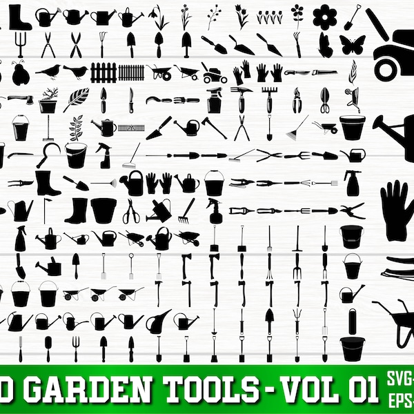 Garden Tools SVG Bundle, Garden Tools PNG Bundle Vol 1, Garden Tools Clipart, Garden Tools Silhouette, Garden Tools SVG Cut Files for Cricut