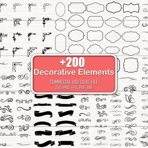 200+ Dekorative Elemente SVG Vol2, Ornamente svg, Schnörkel SVG, Swirls SVG, Text Divider Svg, Divider Svg, Text dekoration svg
