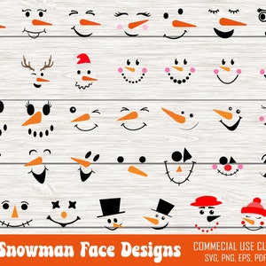 Snowman Faces Svg, Snowman Svg, Snowman Clipart, Christmas Svg, Snowman Cut File, Snowman Cricut, Snowman face, Snowman PNG, Snowman Clipart