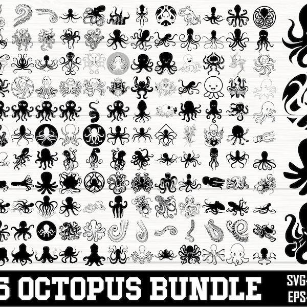 Octopus SVG Bundle, Octopus PNG Bundle, OctopusClipart, Octopus Svg, Octopus SVG Cut Files for Cricut, Octopus Silhouette, Sea Animals svg