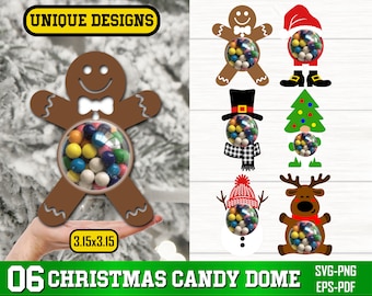 Christmas Candy Dome Svg Bundle, Candy Ornament SVG, Chocolate Holder svg, Candy Dome Svg, Candy Ornaments SVG, Christmas Candy holder