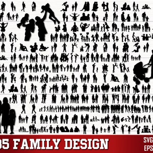 Famille SVG PNG Bundle, famille Clipart, svg fête des pères, père et enfants svg, Silhouette de famille, famille SVG couper des fichiers pour Cricut image 1