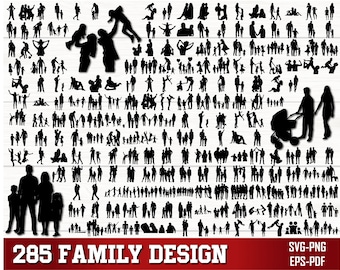 Familie SVG PNG Bundle, Familie Clipart, Vatertag svg, Vater und Kinder svg, Familie Silhouette, Familie SVG geschnitten Dateien für Cricut