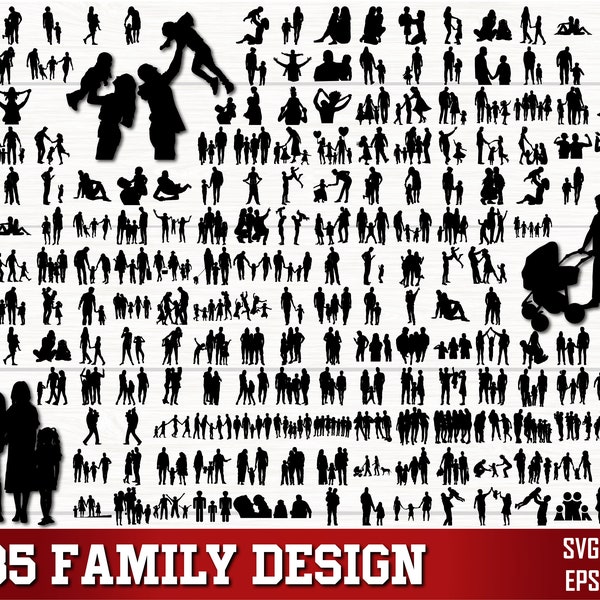 Famille SVG PNG Bundle, famille Clipart, svg fête des pères, père et enfants svg, Silhouette de famille, famille SVG couper des fichiers pour Cricut