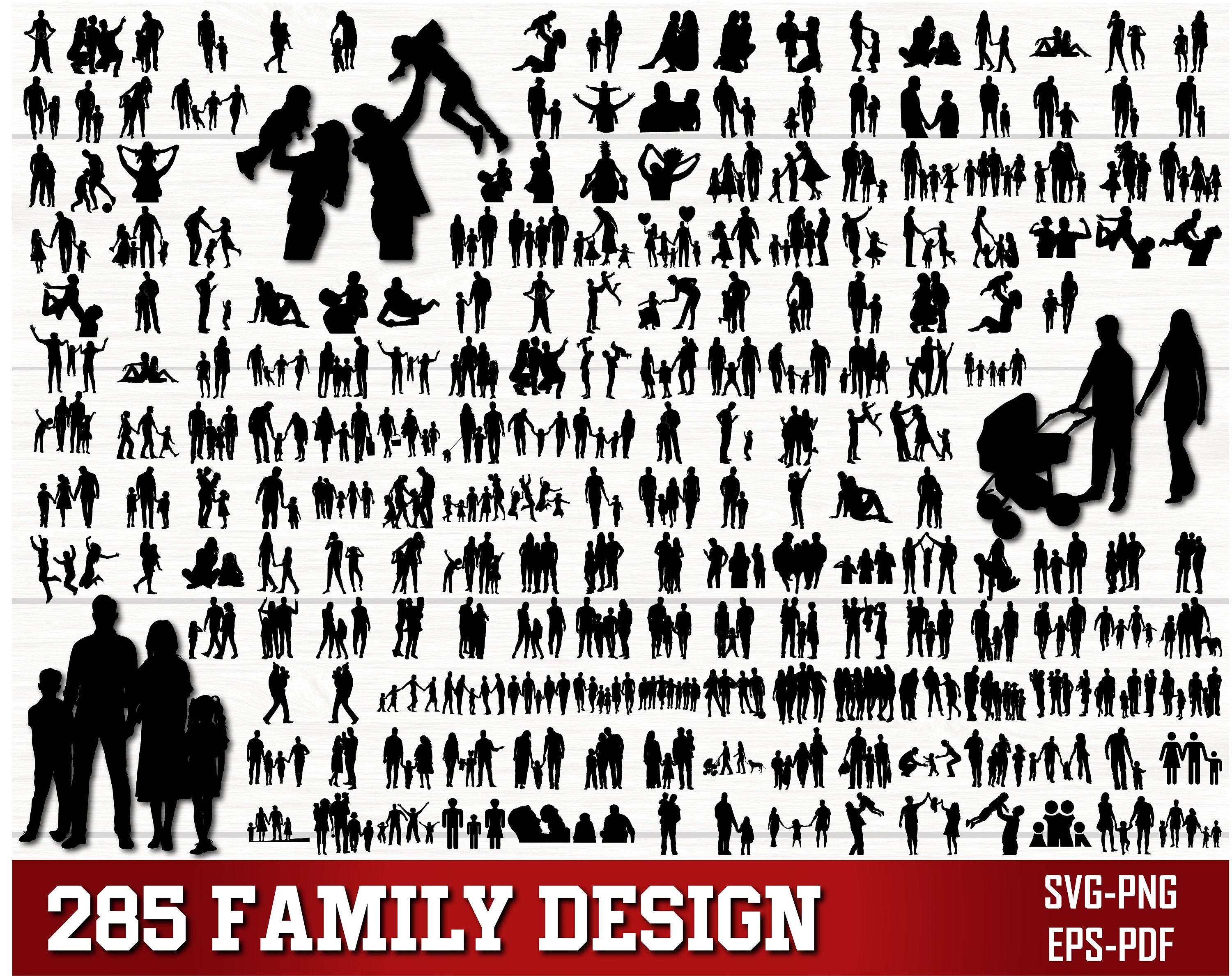 Family SVG PNG Bundle, Family Clipart, Fathers Day svg, Father and Children svg, Family Silhouette, Family SVG Cut Files for Cricut