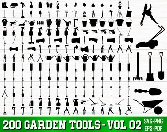 Garden Tools SVG Bundle, Garden Tools PNG Bundle Vol 2, Garden Tools Clipart, Gardening Tools Silhouette, Gardening SVG Cut Files for Cricut