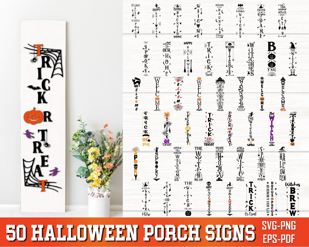 Halloween Porch Sign Svg Bundle, Welcome Sign Svg, Fall Porch Sign Svg ...