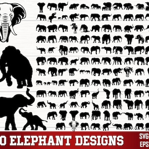 Elephant SVG Bundle, Elephant PNG Bundle, Elephant Clipart, Elephant Head svg, Elephant Silhouette, Elephant SVG Cut Files for Cricut