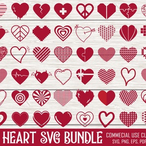 Paquete SVG de corazón, paquete Png de corazón, svg del día de San Valentín, imágenes prediseñadas de corazones, svg de amor, archivos de corte de corazón para Cricut, silueta de corazón, svg de corazón
