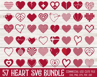 Heart SVG Bundle, Heart Png Bundle, Valentine’s Day Svg, Hearts Clipart, Love svg, Heart Cut Files For Cricut, Heart Silhouette, Heart Svg
