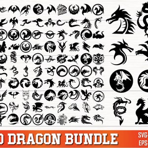 Dragon SVG Bundle, Dragon PNG Bundle, Dragon Clipart, Dragon Logo, Dragon SVG Cut Files for Cricut, Dragon Silhouette, Dragons Svg Cut Files