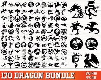 Dragon SVG Bundle, Dragon PNG Bundle, Dragon Clipart, Dragon Logo, Dragon SVG Cut Files for Cricut, Dragon Silhouette, Dragons Svg Cut Files