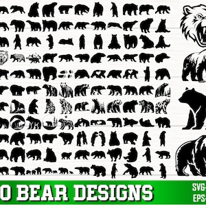 Bear SVG Bundle, Bear PNG Bundle, Bear Clipart, Bear Silhouette, Bear SVG Cut File for Cricut, Bear Head svg, Mama Bear Svg, Family Bear Svg