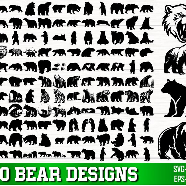 Bear SVG Bundle, Bear PNG Bundle, Bear Clipart, Bear Silhouette, Bear SVG Cut File for Cricut, Bear Head svg, Mama Bear Svg, Family Bear Svg