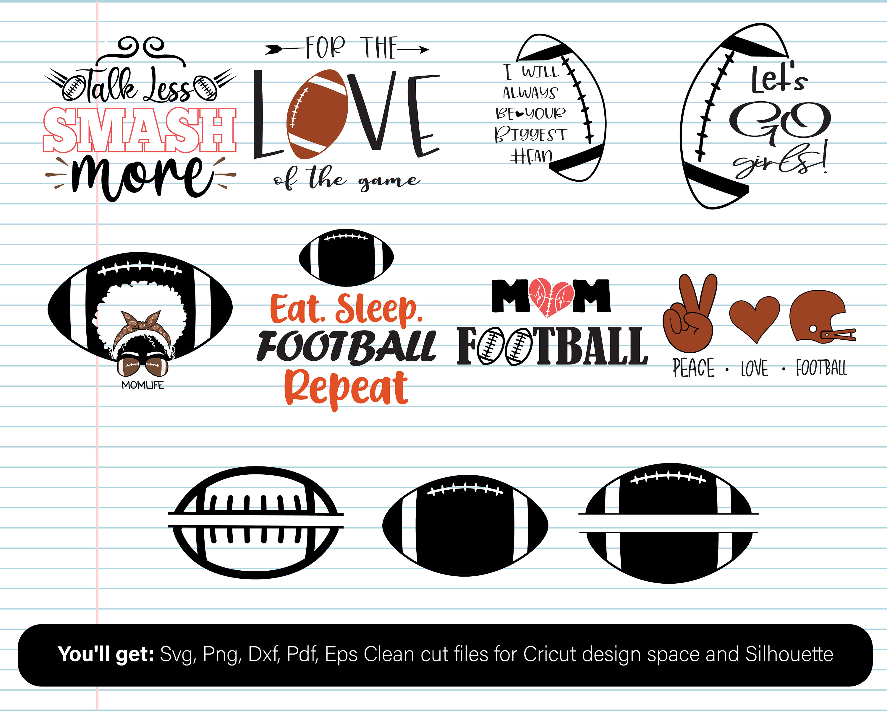Football Mom SVG, Football SVG Bundle, Sports Svg, Messy Bun Svg, Mom ...