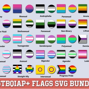 LGTBQIAP + Flags SVG Bundle, Lgbt Svg, Transgender Flag svg, Gay flag Svg, Lesbien flag svg, Bisexual Pride flag svg, Pride Month svg