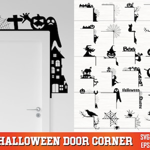 Halloween Door Corner Svg, Halloween Door Trim svg, Spooky House Svg, Halloween Home Decor, Halloween Door Hanger svg, Glowforge Halloween