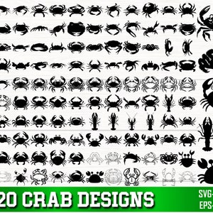 Bundle SVG crabe, crabe PNG Bundle, clipart crabe, svg de crabe, Silhouette de crabe, crabe SVG coupe fichiers pour Cricut, Svg animal marin, pêche svg
