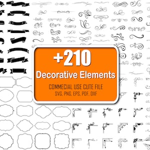 Dekorative Elemente SVG Vol3, Ornament svg, Schnörkel SVG, Swirls SVG, Text Divider Svg, Divider Svg, Text dekoration svg, Dxf