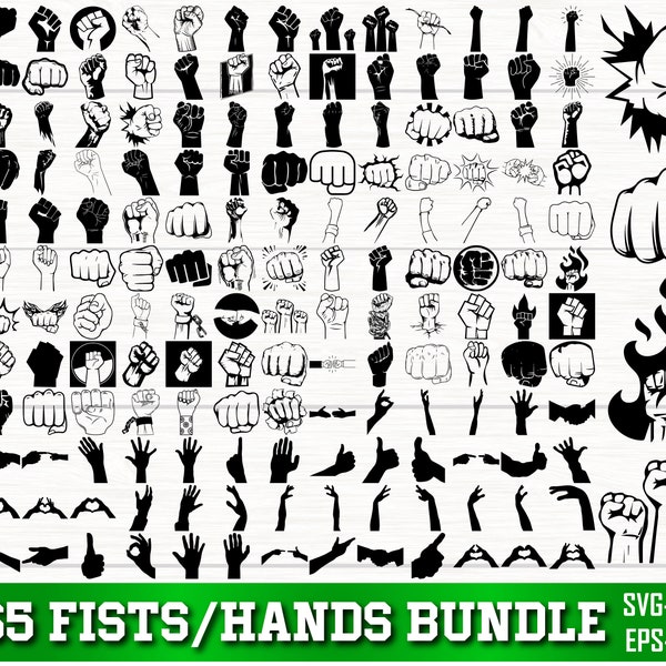 Fist SVG Bundle, Fist PNG Bundle, Fist Clipart, Fist Silhouette, Fist SVG Cut Files for Cricut, Hand svg, Hands Sign Svg, Bump fist Svg