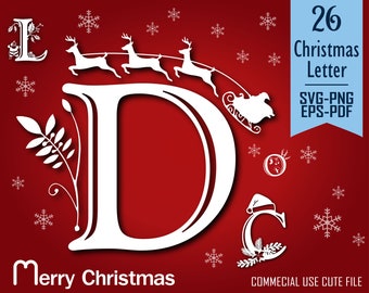 Christmas Alphabet SVG | Christmas Monogram Svg Bundle | Christmas Split Letters | Christmas cut files for cricut | Snowflakes Alphabet Svg